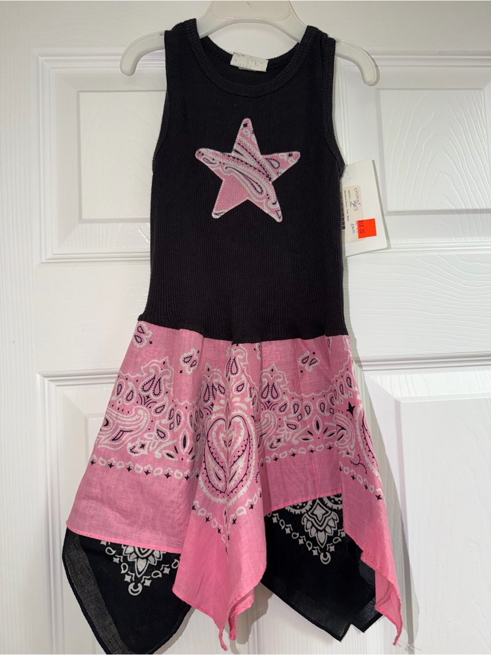 NWT Sweet Katie Bandana Dress 24M | Pink Star Black Hanky Hem $36